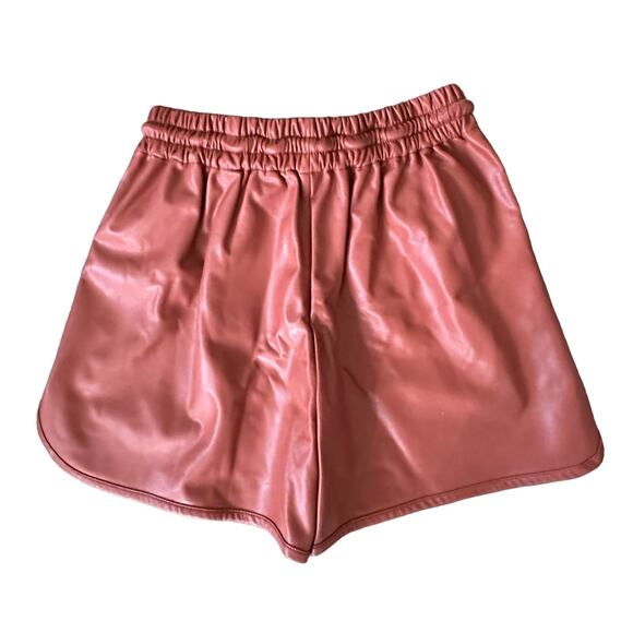 NEW A.L.C Ryder Faux-Leather Shorts Russet - Picture 4 of 11